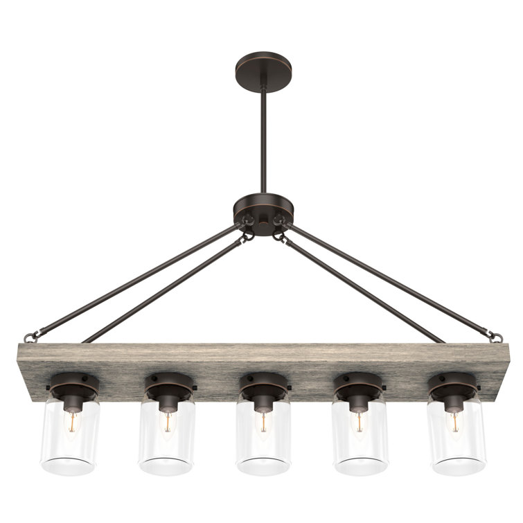 Devon Park 5-Light Nickel Finish Mason Jar Chandelier, 38 in