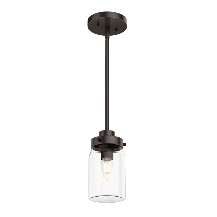 Onyx Bengal Mini LED Mason Jar Pendant with Brushed Nickel Finish
