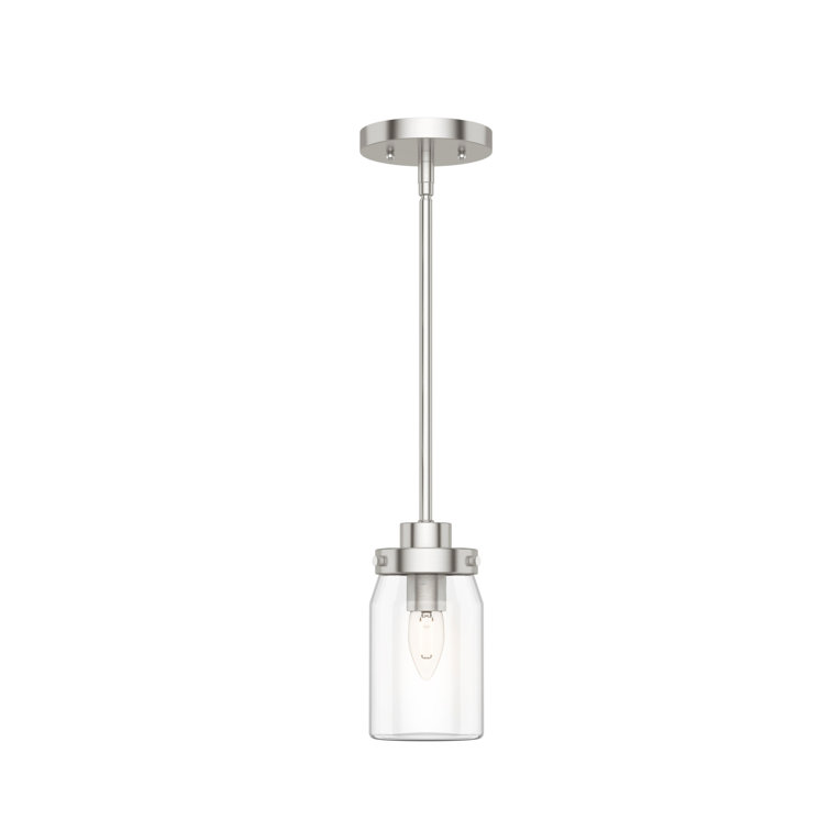 Rustic Farmhouse Mini Jar Pendant Light in Brushed Nickel