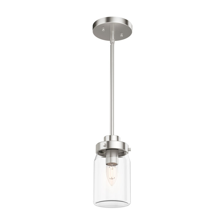 Rustic Farmhouse Mini Jar Pendant Light in Brushed Nickel