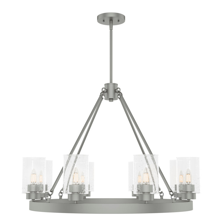 Hartland Matte Silver 8-Light Seeded Glass Candle Chandelier