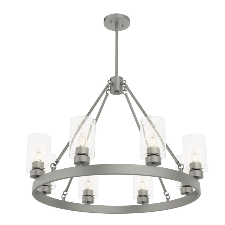 Hartland Matte Silver 8-Light Seeded Glass Candle Chandelier