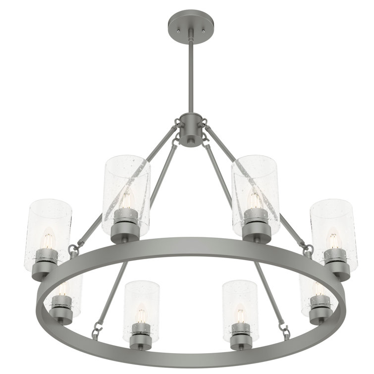 Hartland Matte Silver 8-Light Seeded Glass Candle Chandelier