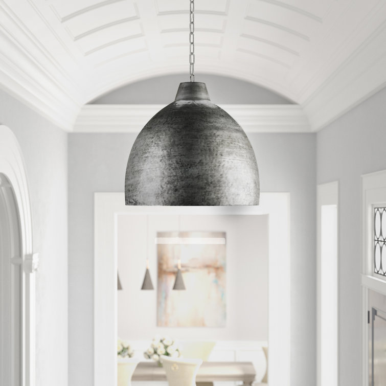 Blackened Steel Industrial Bowl Pendant Light