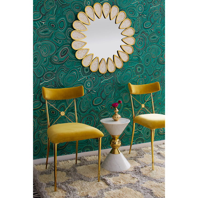 White Marble and Brass Round Accent Table