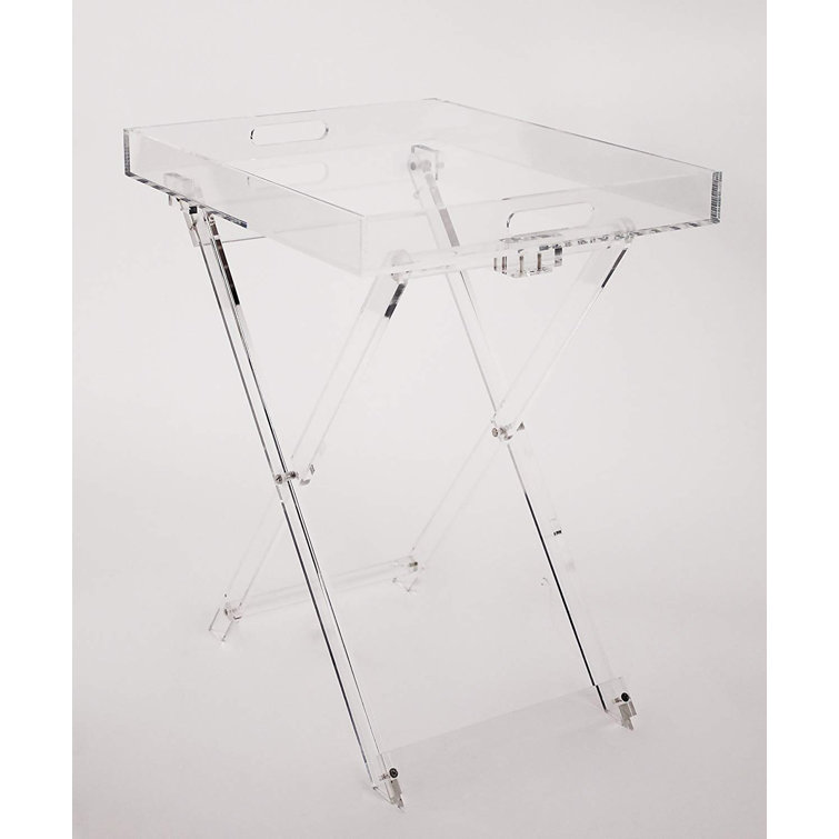 Sleek Chic Transparent Acrylic Folding Side Table with Handles