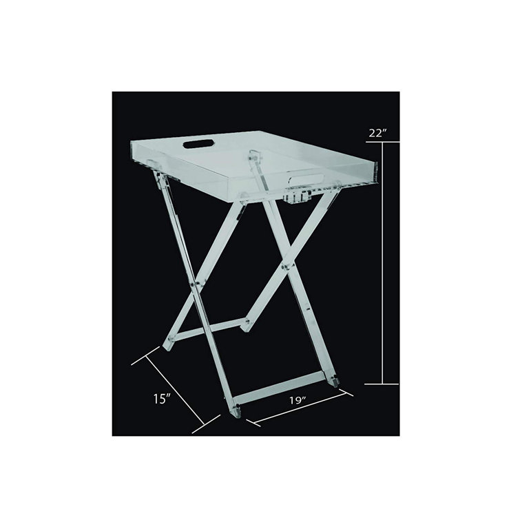 Sleek Chic Transparent Acrylic Folding Side Table with Handles