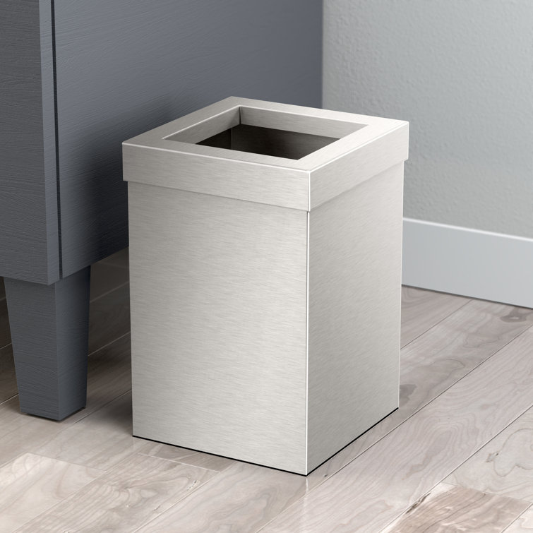 Satin Nickel Square Stainless Steel Open-Top Waste Basket