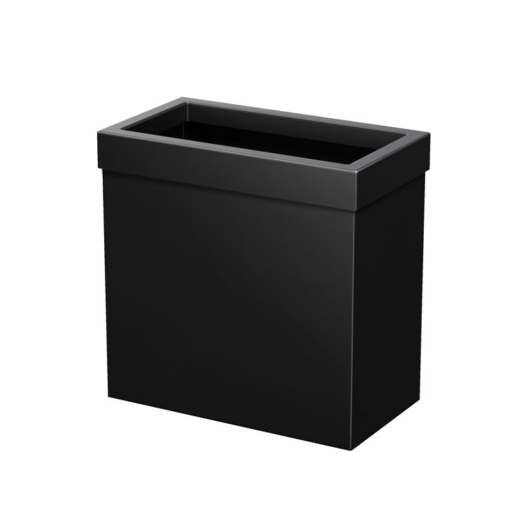 Matte Black Stainless Steel Rectangular Waste Basket with Removable Lid