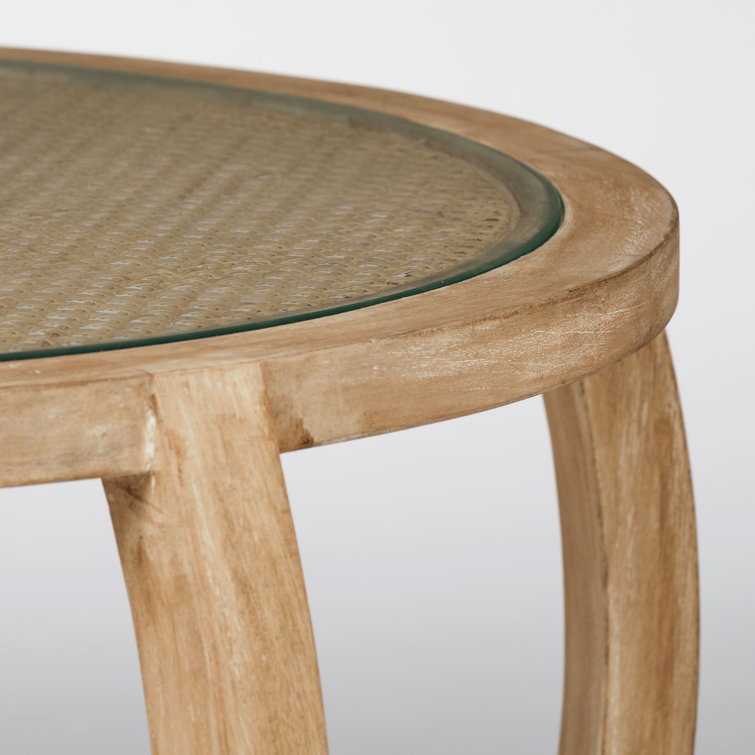 Hubbard Round Wood and Glass Nesting Coffee Table Set