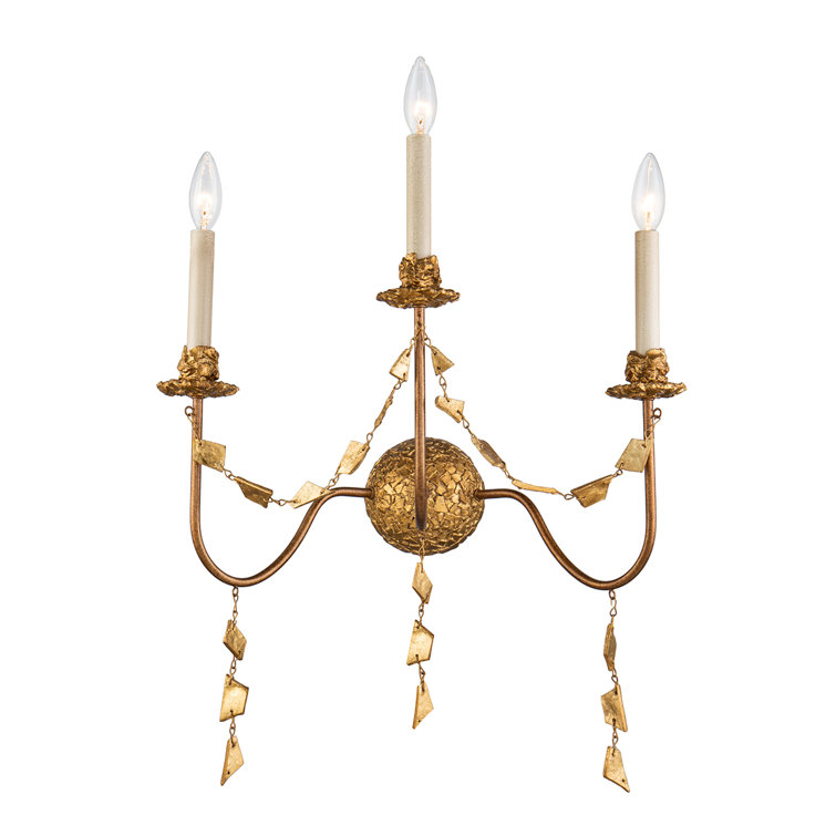 Gold Leaf 3-Light Dimmable Electric Wall Sconce