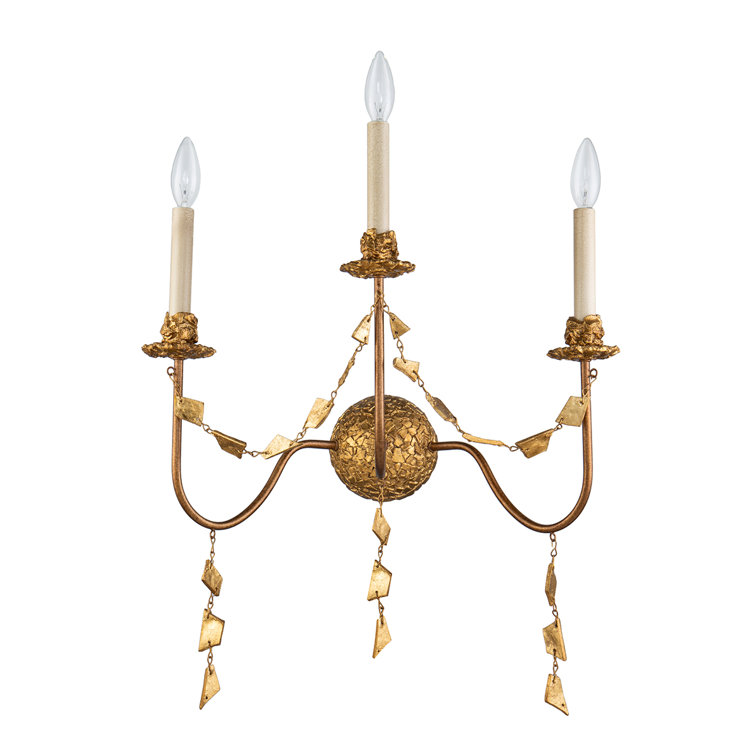 Gold Leaf 3-Light Dimmable Electric Wall Sconce