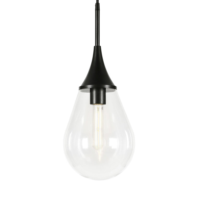 Clear Glass Teardrop Pendant Light with Blackened Bronze Finish