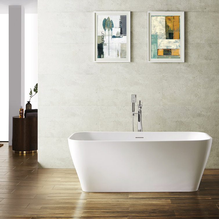 Augustine 59.1'' White Acrylic Freestanding Soaking Bathtub