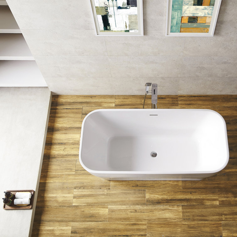 Augustine 59.1'' White Acrylic Freestanding Soaking Bathtub