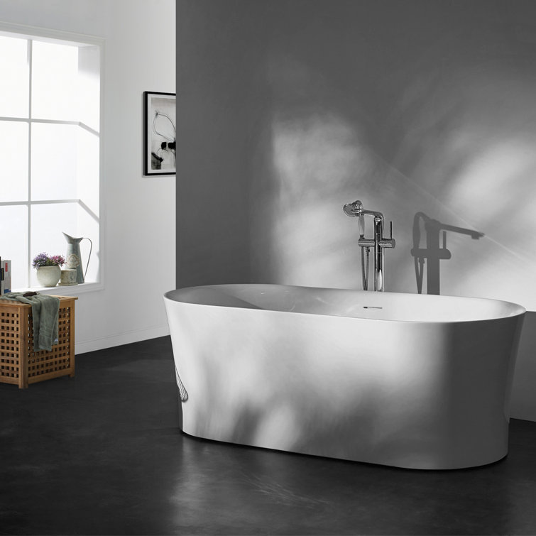 Aubrey 67'' White Freestanding Acrylic Soaking Bathtub