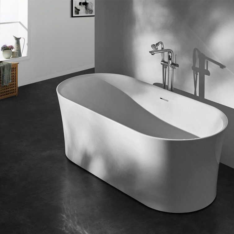 Aubrey 67'' White Freestanding Acrylic Soaking Bathtub