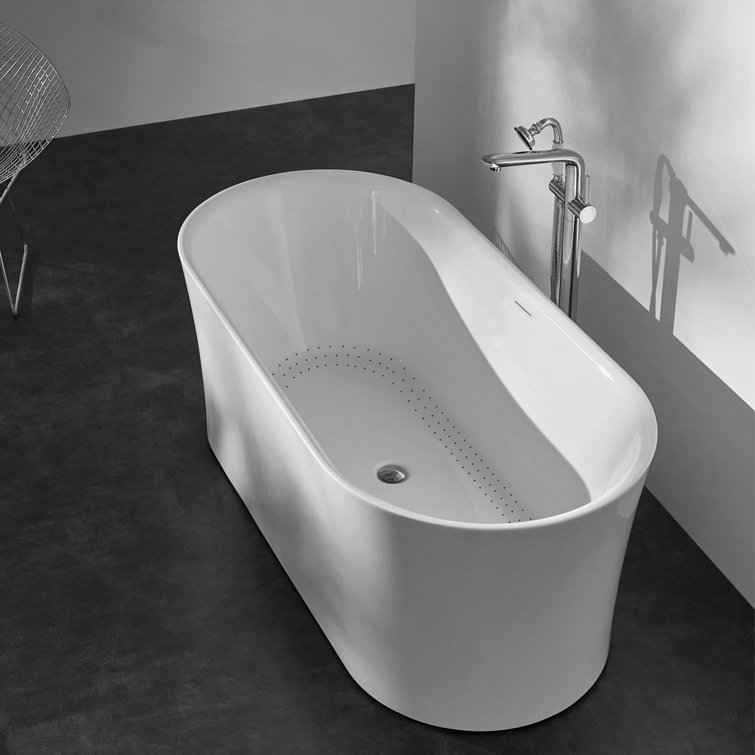 Aubrey 67'' White Freestanding Acrylic Soaking Bathtub
