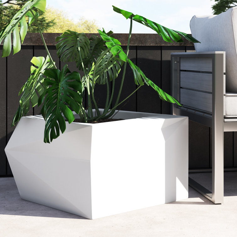 White Origami Resin Indoor/Outdoor Planter, 23" Wide