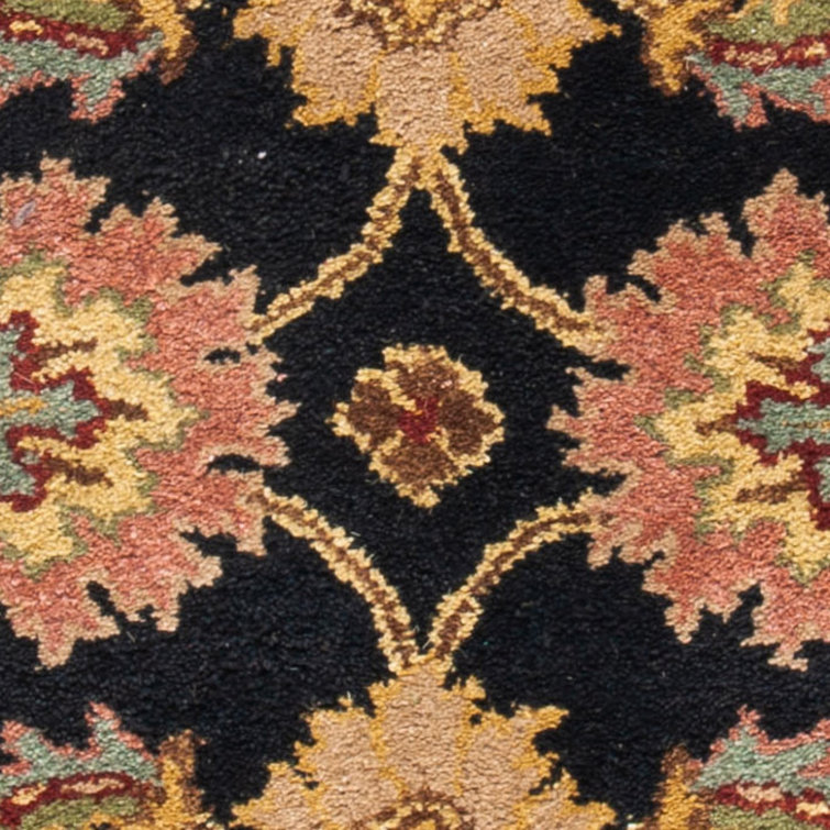 Redwood Hand Tufted Wool Black and Rust Red Oriental Rug