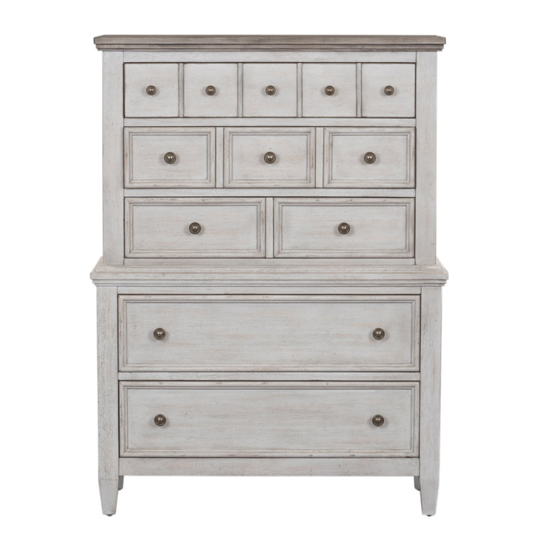 White Queen Panel Bed with Dresser and Mirror Set