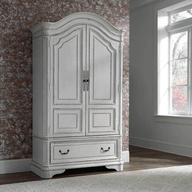 Antique White Traditional Magnolia Manor Armoire with Drawer