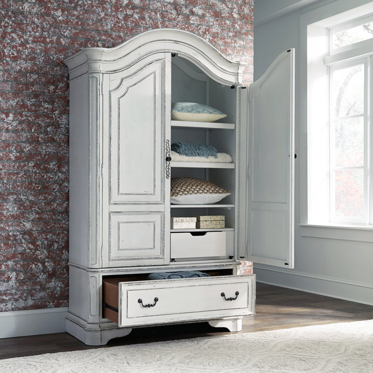 Antique White Traditional Magnolia Manor Armoire with Drawer