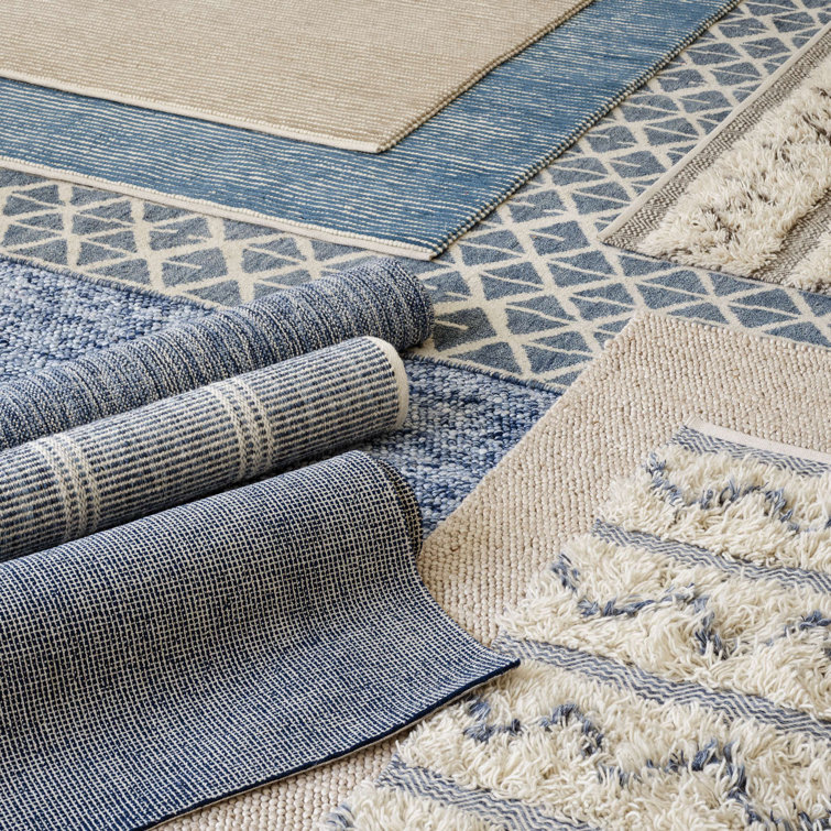 Handmade Light Blue Wool Reversible Rug 6' x 9'