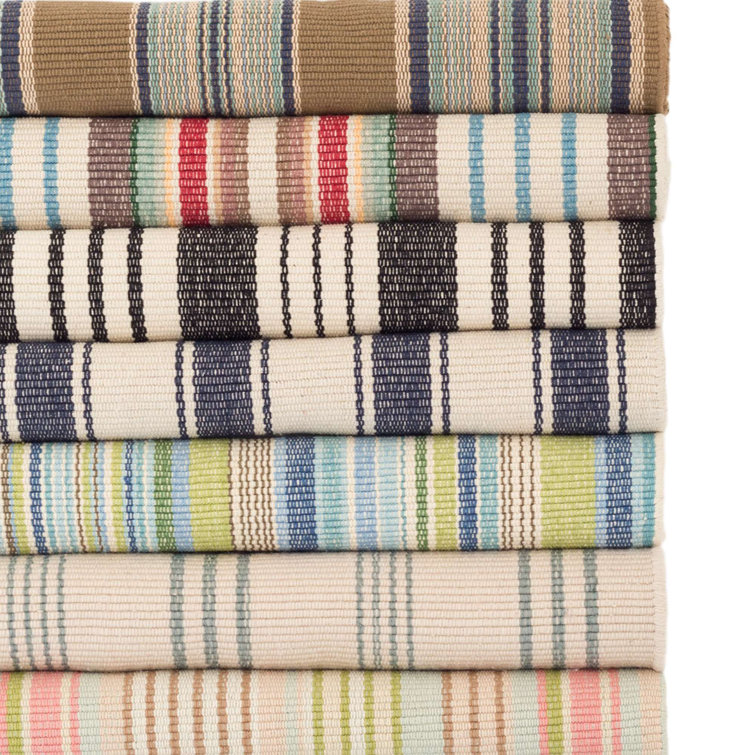 Coastal Farmhouse Blue Heron Stripe Indoor/Outdoor Rug 5' x 8'