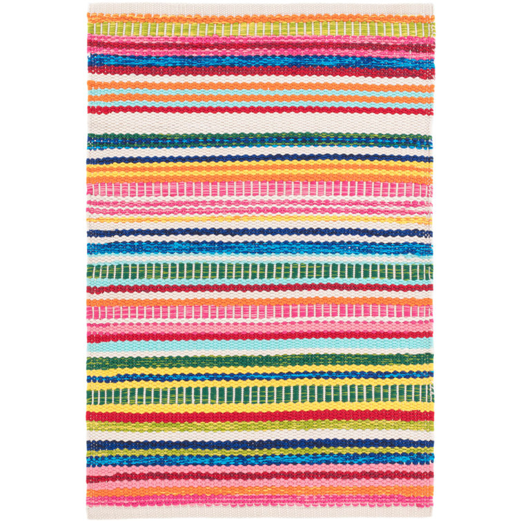 Bright Multicolor Stripe Handwoven Indoor/Outdoor Rug 4' x 6'