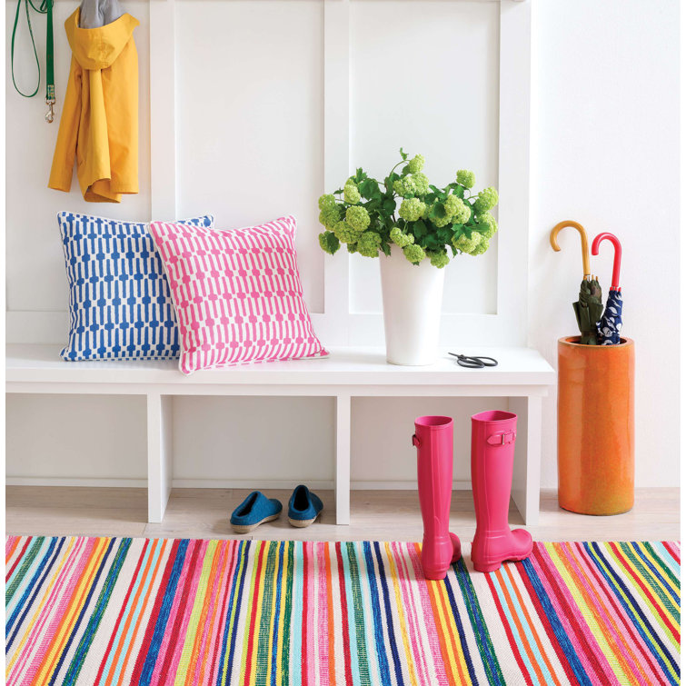 Bright Multicolor Stripe Handwoven Indoor/Outdoor Rug 4' x 6'