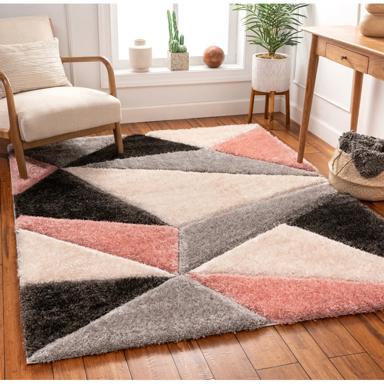 Blush Geometric 8' x 10' Synthetic Shag Area Rug