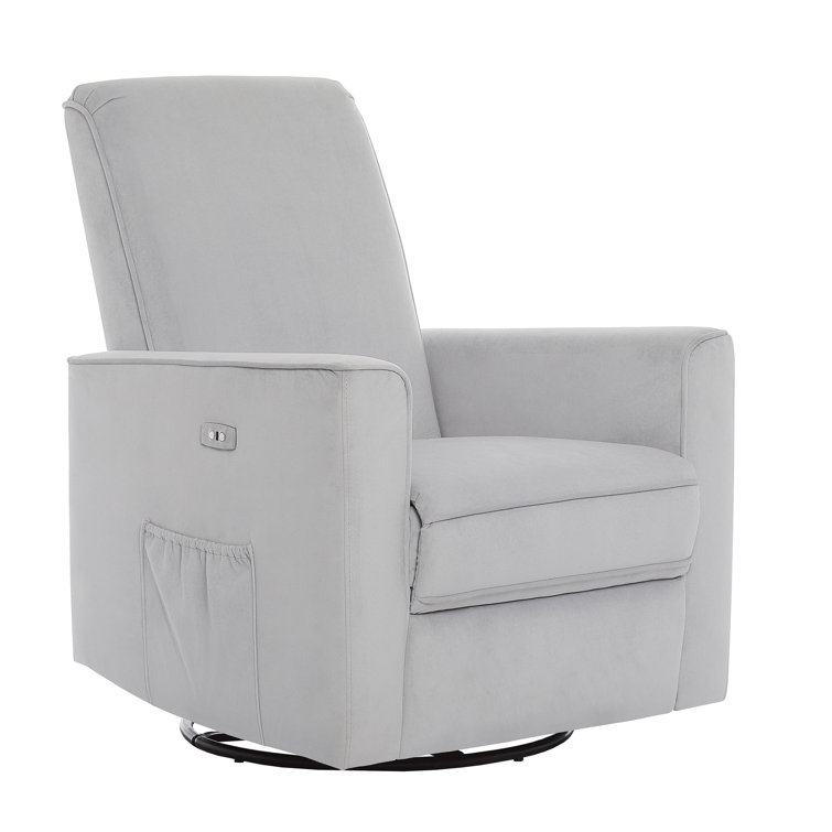 Harlow Deluxe 31" Gray Metal Swivel & Power Recliner with USB