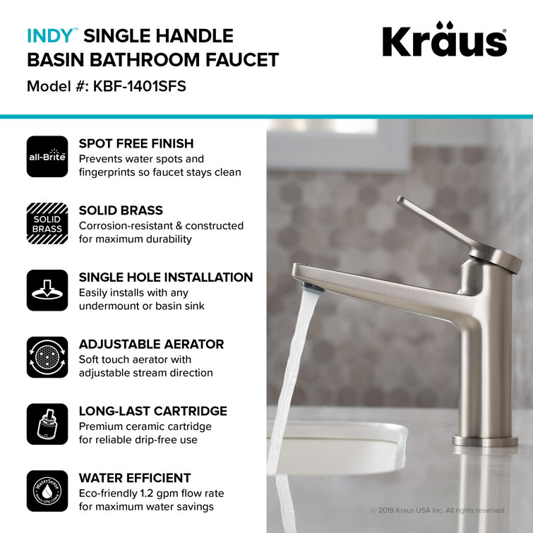 Indy Spot-Free Stainless Steel Slim Bathroom Faucet