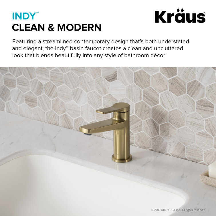 Indy 6.75'' Brushed Gold Stainless Steel Bathroom Faucet