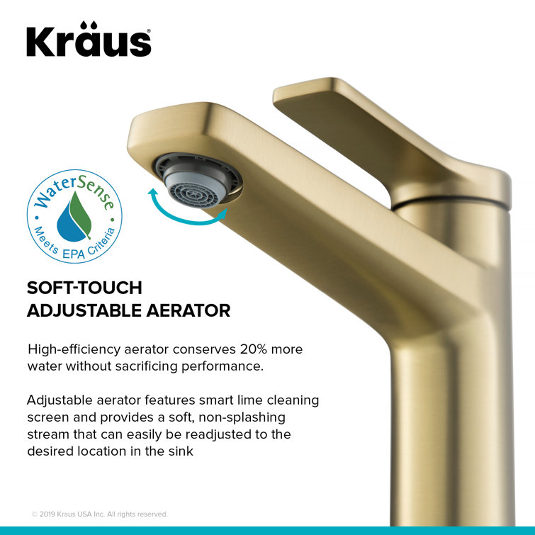 Indy 6.75'' Brushed Gold Stainless Steel Bathroom Faucet