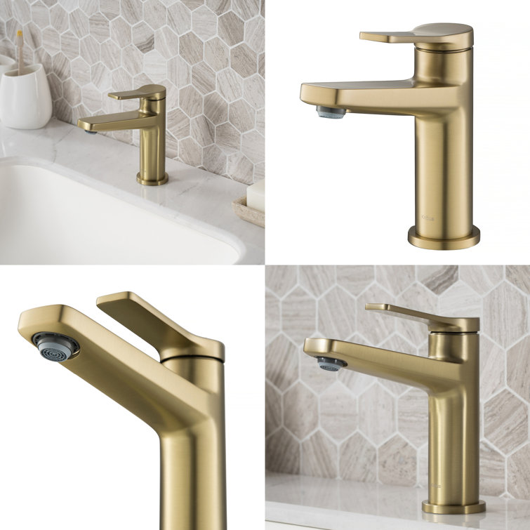 Brushed Gold Stainless Steel Single Hole Bathroom Faucet