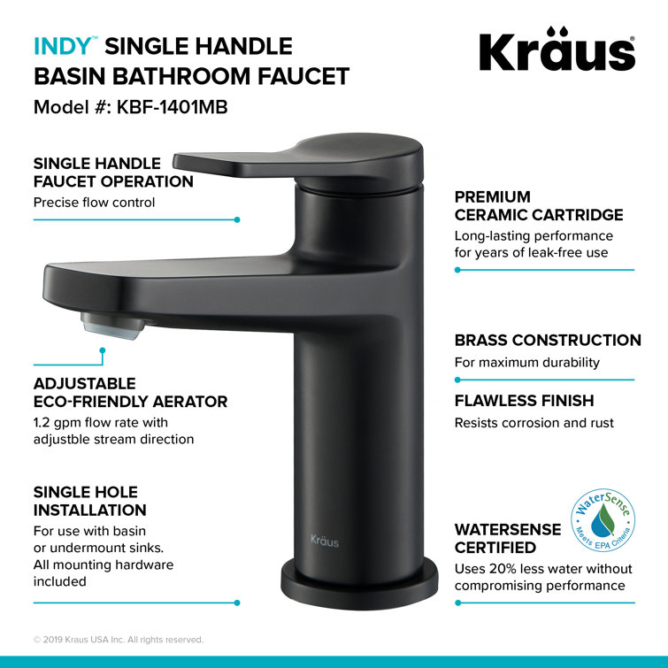 Indy 6.75'' Matte Black Stainless Steel Single Handle Bathroom Faucet