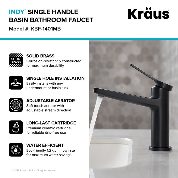 Indy 6.75'' Matte Black Stainless Steel Single Handle Bathroom Faucet