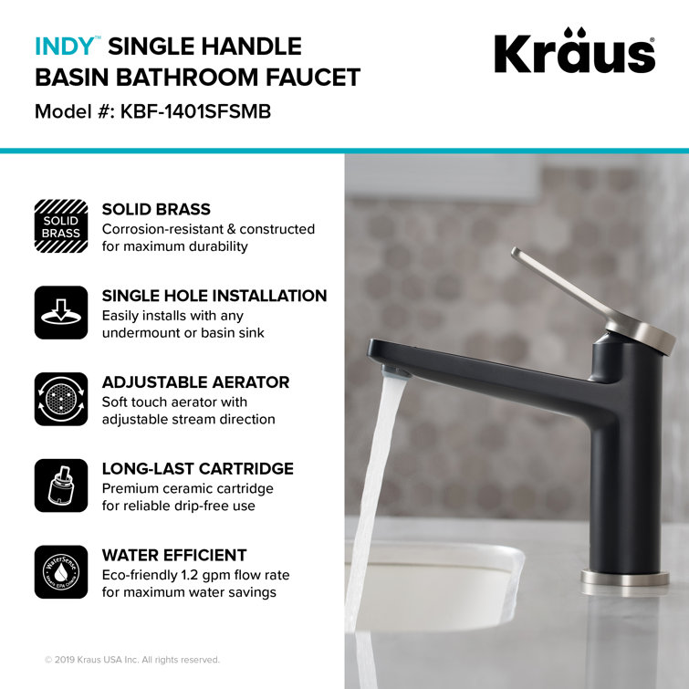 Indy 6.25" Nickel Matte Stainless Steel Single Handle Bathroom Faucet