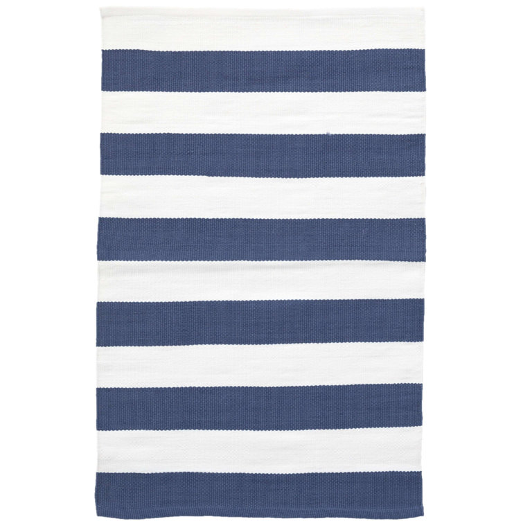 Dash & Albert 3'x5' Denim/White Striped Synthetic Indoor/Outdoor Rug