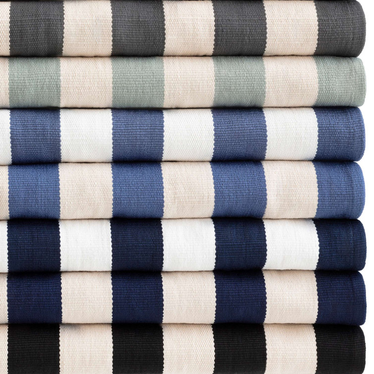 Dash & Albert 3'x5' Denim/White Striped Synthetic Indoor/Outdoor Rug