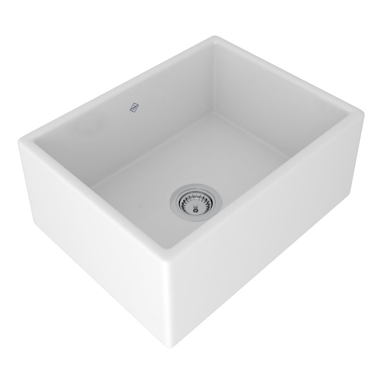White Fireclay Single Bowl Farmhouse Apron Sink