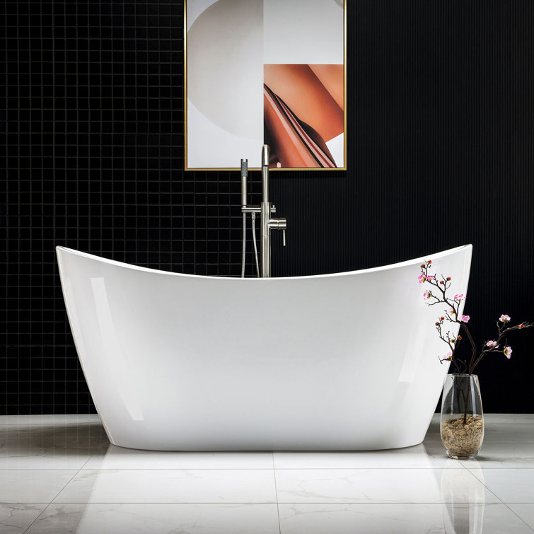 59'' White Acrylic Freestanding Double Slipper Soaking Tub