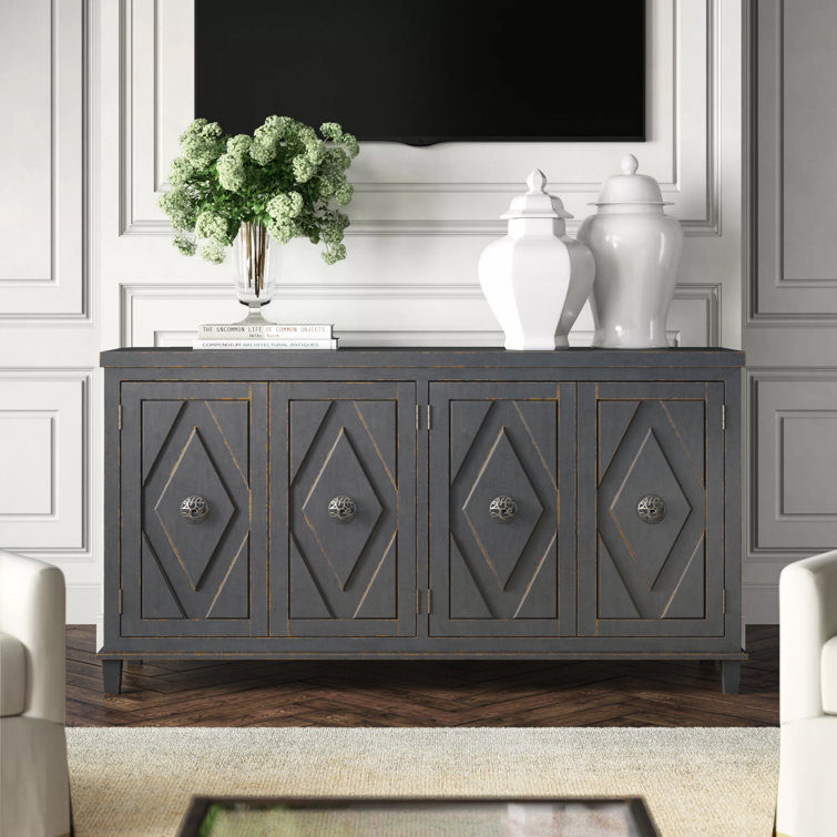 Gray Transitional 68.75'' Media Console with Cabinet