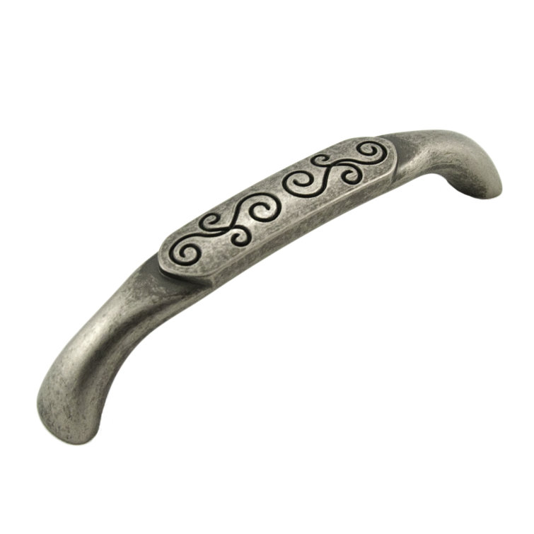Weathered Nickel Traditional Bar Pull with Swirl Details
