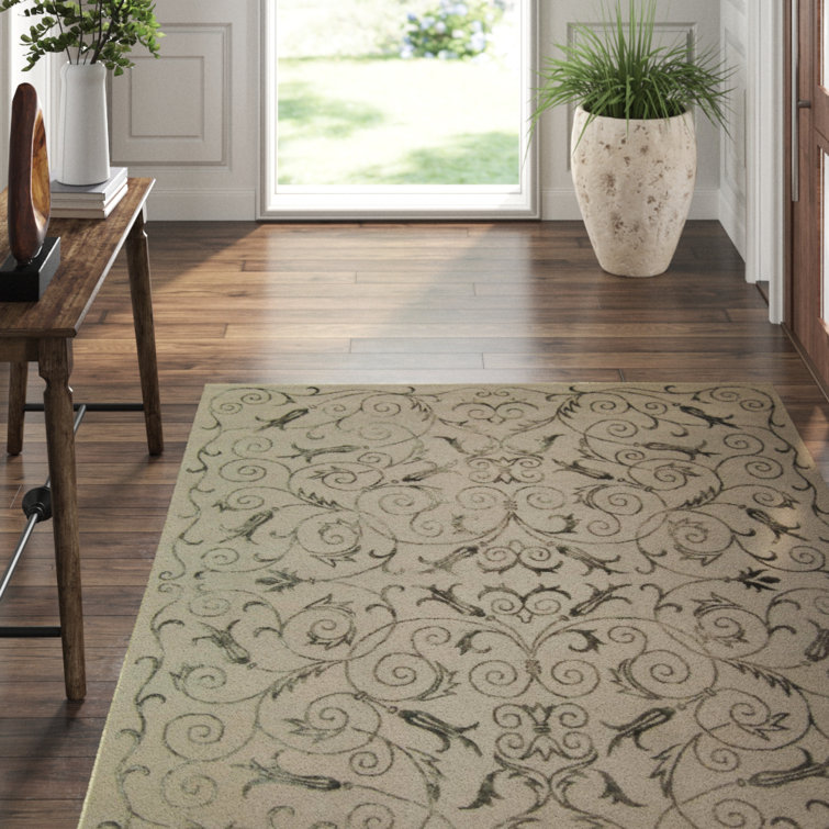 Gray Hand-Knotted Wool and Silk 6' x 9' Area Rug