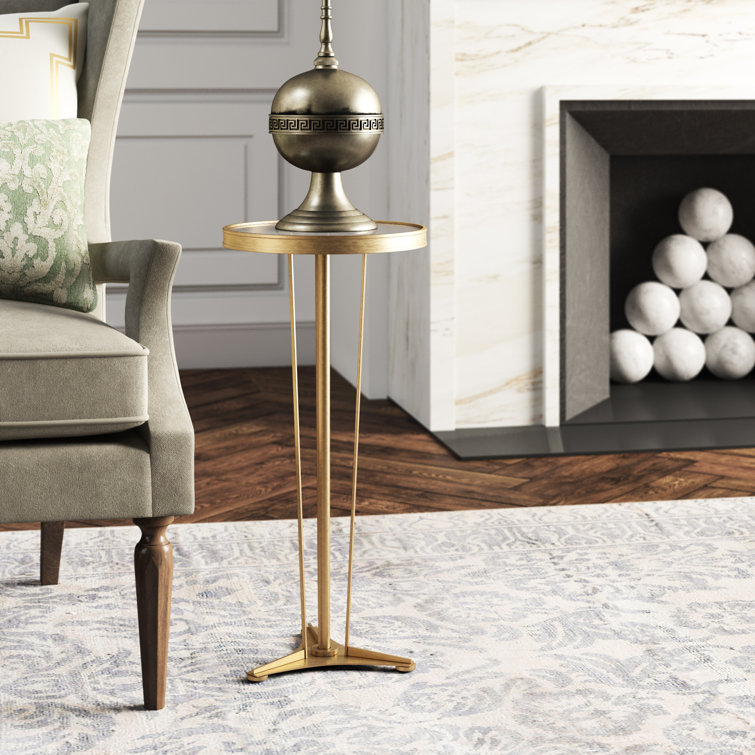 Round Silver Nickel Mirrored Side Table