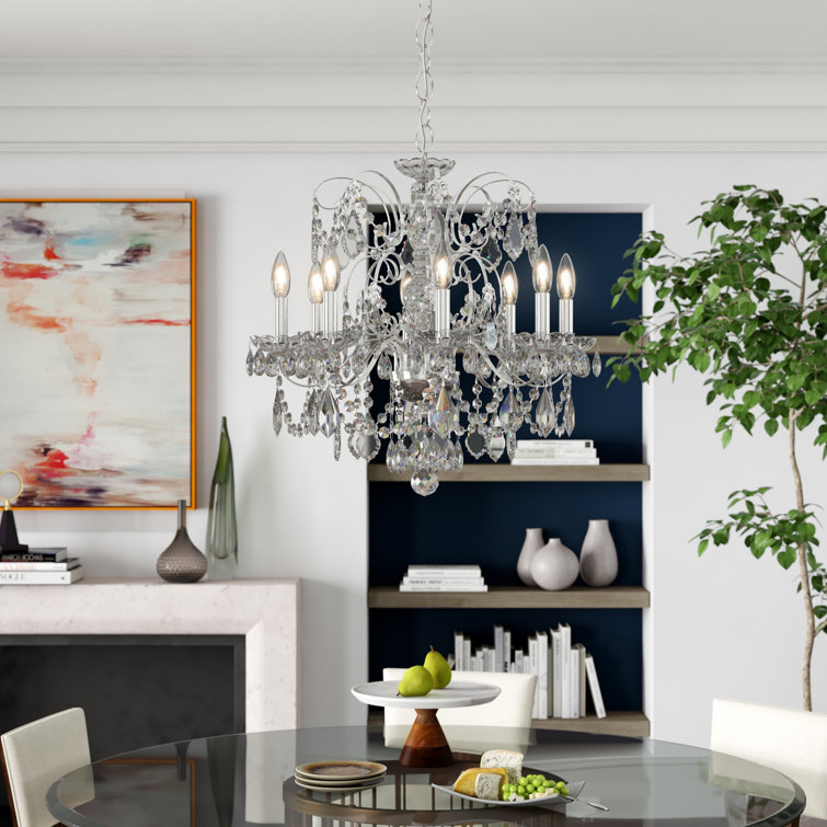 Polished Silver 8-Light Heritage Crystal Chandelier
