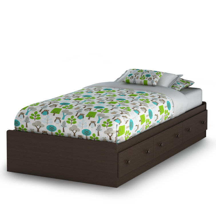 Summer Breeze Blue Twin Wood Platform Bed with Storage